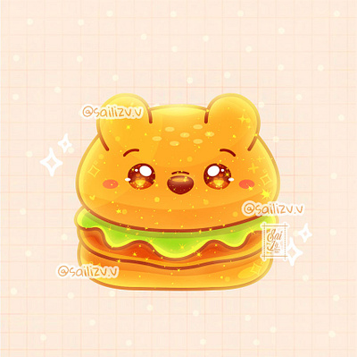 Burger Winnie Pooh by sailizv.v adorable adorable lovely artwork concept creative cute art design digitalart illustration