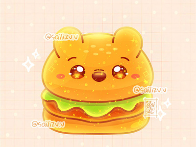 Burger Winnie Pooh by sailizv.v adorable adorable lovely artwork concept creative cute art design digitalart illustration