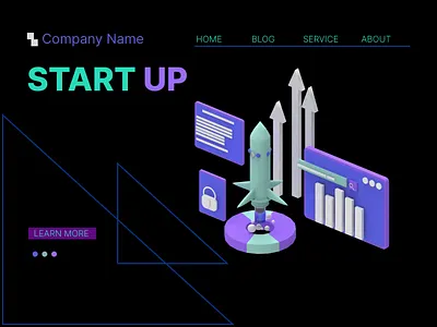 Starting 3d 3dasset 3dillustration 3dlanding page barchart bot branding chart design digitalart graphic design illustration lock rocket security lock startup typography ui ux vector