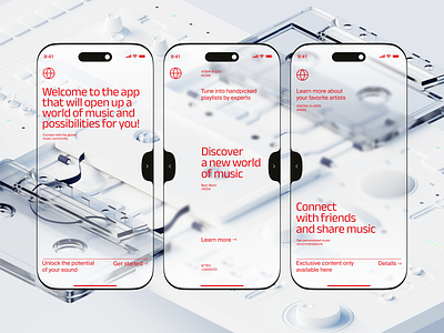 New Musical Experience - Mobile App Concept 3d app artist audio clean concept design grid illustration inspiration interface ios library mobile mobile app music song ui ux