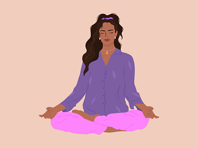 Meditation app app illustration art design flat graphic design illustration logo meditation mental health sports illustration ui vector website website illustration woman
