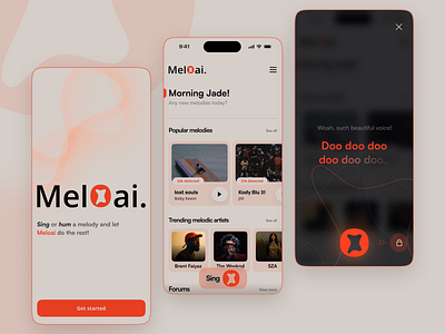 Meloai. - Music identifier app ai design app design figma figma design graphic design mobile app music app music app design music app ui ui userexperience userinterface ux