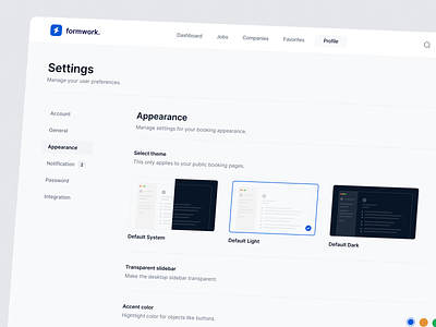 Appearance Settings appearance clean dark mode interface light mode preferences product design settings ui user interface design ux view web design