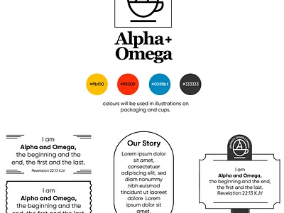 A and O coffee brand alpha and omega bible branding coffee coffee mug design illustration label logo packaging vector