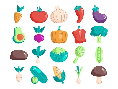 Vegetables set design graphic design illustration vector