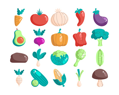 Vegetables set design graphic design illustration vector