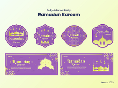 Vector Flat Ramadan Kareem Badge or Label Pack badge branding design graphic design iftar illustration islamic label logo moslem ramadan vector
