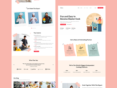 Cook & Chef UI Design Template academy catering cooking course culinary delivery design drink food home page kitchen landing page lessons menu recipe restaurant ui design web design web page website