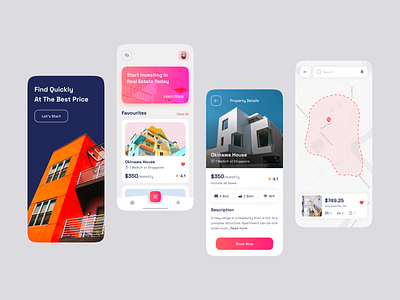 Real Estate App agency android apartment app building business house ios minimal property real estate realtor rent ui design ui kit uiux user interface vr