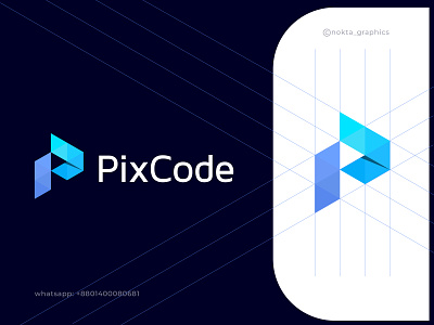 P, PixCode, P letter logo, Pixel logo, Coding logo branding coding gradient icon it logo logo designer mark modern logo p p letter logo pixcode pixel pixel code pixelcode software startup symbol tech top