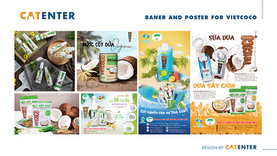 Baner and Poster for VIETCOCO baner brand indentity graphic design poster