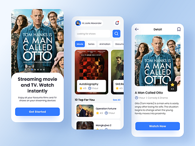 Remo - Streaming Movie Mobile App blue clean design dribbbble film layout mobile movie product design streaming ui uidesign uiux ux