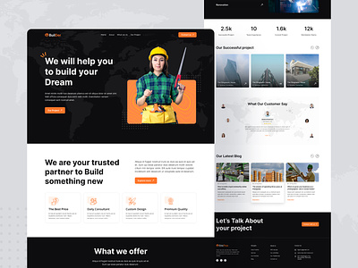 Construction Landing Page company company profile construction construction website contractor dribbble best shot home homepage house landing page property website real estate rupak rupak chakrabortty ui design uiux web web design website website design