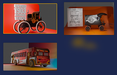 Various models made with Adobe Illustrator 3d art car design vintage