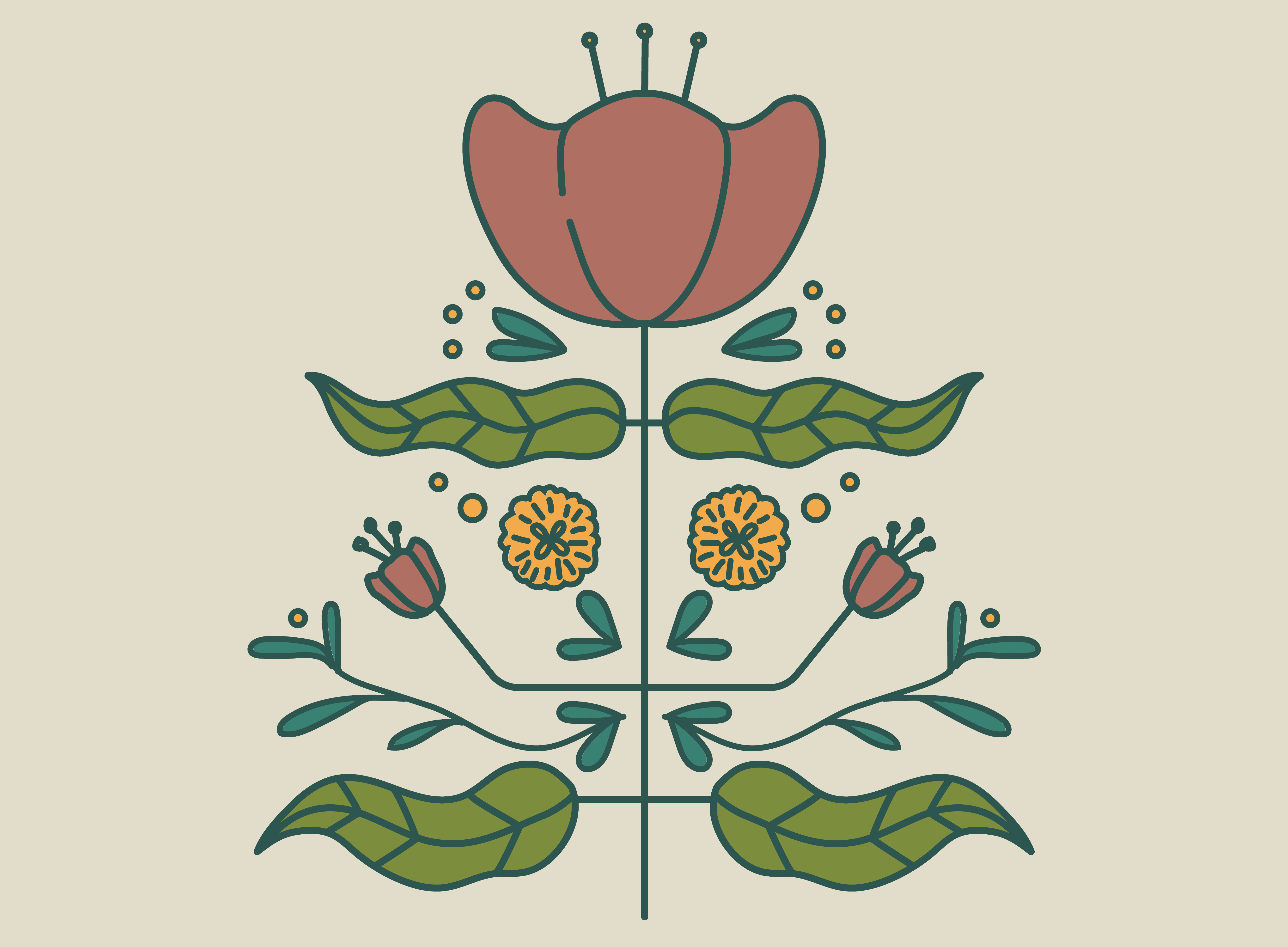 Spring Scandinavian Flowers color color study design digital drawing flowers illustration inspiration line drawing monoweight organic pattern scandinavian swedish