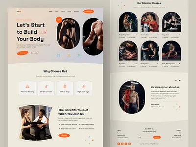 Fitness Landing Page bodybuilding crossfit fitness fitness club fitness website fitnessmodel gym health healthy landing page lifestyle nutrition personaltrainer sport training ui design web website weightloss workout