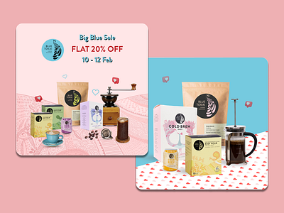 Social Media Post bluetokai branding coffeead colortheory cutouts design graphic design icons illustration marketing nehadeeva new packaging salepost socialmediapost typography valentinesale