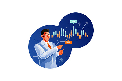 Trader expert showing chart on stock market holding