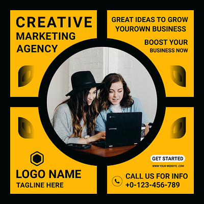 Creative marketing social media post logo design branding creative marketing design graphic design logo markating logo motion graphics social media post typography