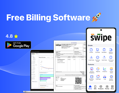 India's #1 Billing App billing branding creative design einvoice ewaybills graphic design gst illustration invoice invoicing logo online store swipe swipebilling ui