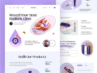 Beauty Product Web Landing Page Design creative design designer skin glow ui ux website