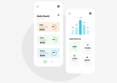 Sales Dashboard analytics app cards clean crm dashboard design mobile typography ui ux