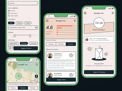 Job Searching Flow career employee find job hire hiring platform ios iphone job board job details job finder job listing job platform mobile app recruitment tm22b ui uiux visual identity work work finder
