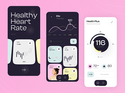 Health Care Service Mobile App Design creative design heart rate metrics ui ux
