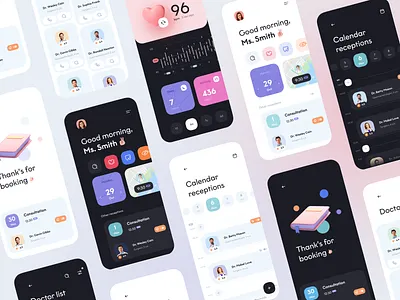 Medical Service - Mobile App creative dark mode design ui ux