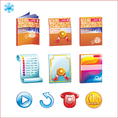 Icons for the application certificate collection freelance game play vector
