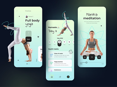 Yoga App - Mobile App creative design healthy lifestyle ui ux