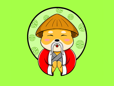 "Chinese Man" chinese chineselogo chineseman dog doglogo dogmascot funnydog green greenlogo japanese japaneselogo logo mascot mascotlogo mustache samurai samuraidog shiba