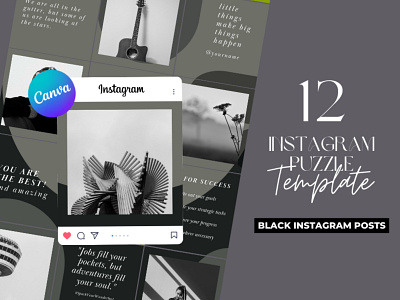 Black Instagram Puzzle app branding design graphic design illustration logo typography ui ux vector
