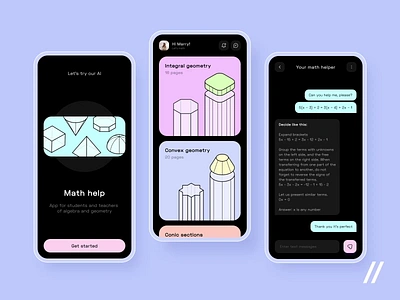 Equation Solving Mobile IOS App ai android app app design app interaction dashboard design education elearning equation geometry ios math mobile mobile app mobile ui online tutor ui ux