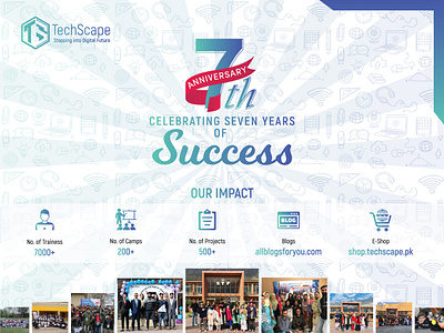 TechScape 7th Anniversary Banner Design 7th anniversary adobe illustrartor anniversary banner design blue branding celebration design graphic design graphic designer graphics poster design red software house technology