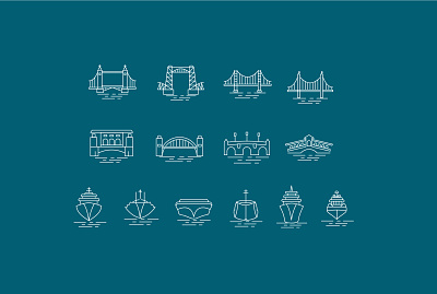 Ships & Bridges icons app branding design flat icons graphic design icon design icons illustration logo ui