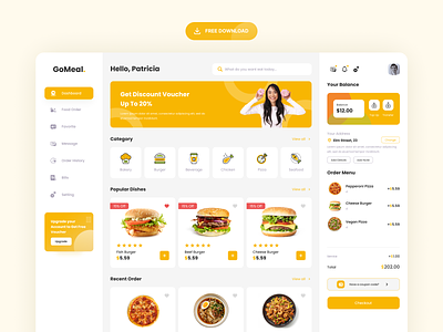 (FREE) Online food ordering web app dashboard design dashboard design ui ux dashboard exploration dashboard idea dashboard ui design exploration figma food food order free design free ui freebies latest dashboard new dashboard design professional ui ui design ui ux ui ux dashboard web app