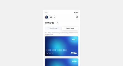 Managing Card UI - Screen design ui