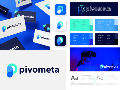 Brand identity design for Pivometa - Infinity metaverse agency brand and identity branding and identity branding concept corporate branding corporate identity gradient logo infinity logo it company it logo it services letter logo logo and branding logo mark symbol logo marks meta p logo professional software company technology unique logo