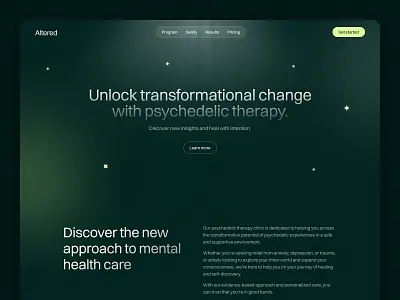 Altered - Visual Exploration clinic health startup healthcare landing page mental health product design startup ui design web design webflow website