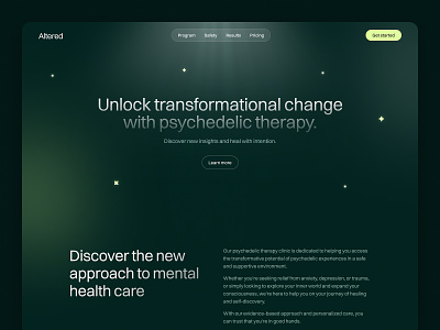 Altered - Visual Exploration clinic health startup healthcare landing page mental health product design startup ui design web design webflow website