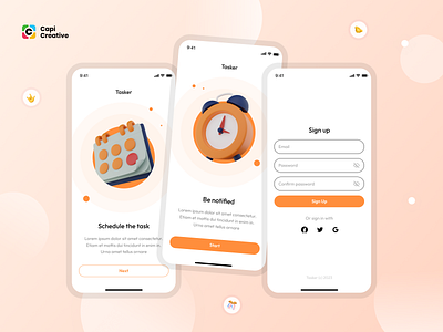 Productivity App - Mobile App UI Design app app design capi content creative design email job login mobile noti onboarding schedule signup ui ui kit uidesign uxdesign