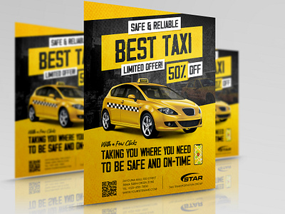 Taxi Services Flyer Template app business corporate design flyer illustration leaflet poster services taxi transport