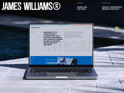 JAMES WILLIAMS®​​​​ Construction new Behance Case 3d animation behance blue brand branding clean corporate design fashion graphic design minimal motion graphics typography ui ux web web design website