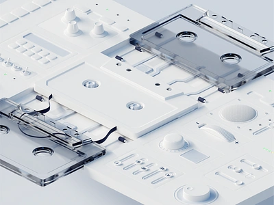 WIP 🎹 background for the new site 3d background casette design equalizer illustration mobile music player record player ui website