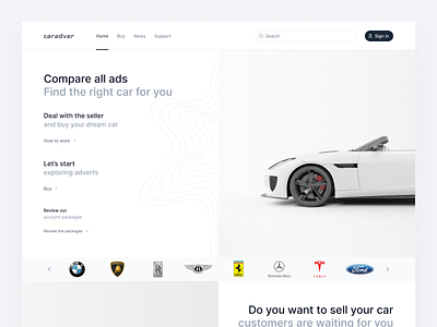 Car Advertisement Landing Page animation app branding clean design graphic design hero icon illustration landing landing page logo minimal ui ux vector web web design web landing page white