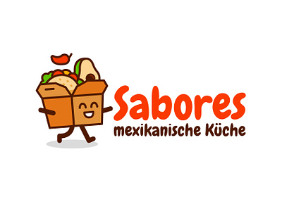 Sabores - Mexican Food Delivery Logo avocado branding cartoon character chili cute delivery digital flat funny graphic design illustration logo mascot mexican food restaurant sticker takeaway tasty vector