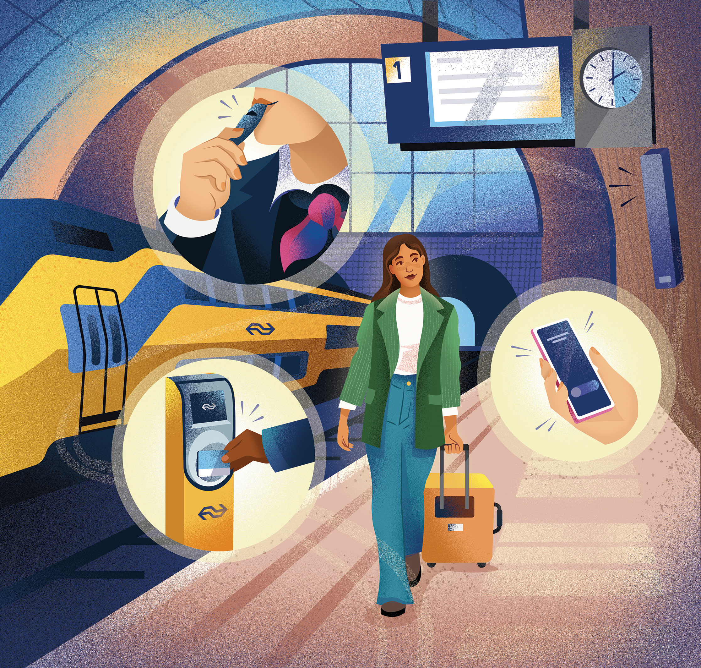 Trainstation sounds adobe adobe illustrator adobe photoshop design holland illustration lady walking ns railway trainstation warm colors women on platform