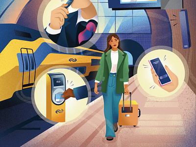 Trainstation sounds adobe adobe illustrator adobe photoshop design holland illustration lady walking ns railway trainstation warm colors women on platform