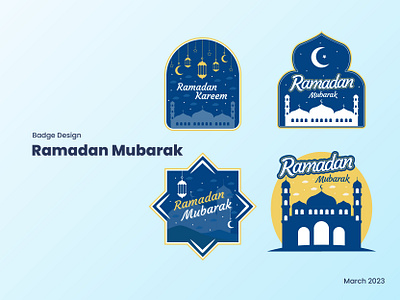 Vector Flat Ramadan Mubarak Badge or Label Pack badge branding design graphic design illustration label mosque ramadan typography ui vector